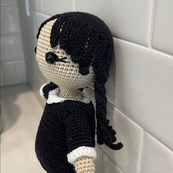 Handcrafted Wednesday Doll Crochet Decor Toy Addams Family - Picture 4 of 12
